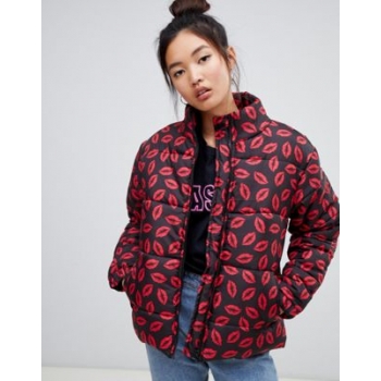 Heartbreak lips print puffer jacket