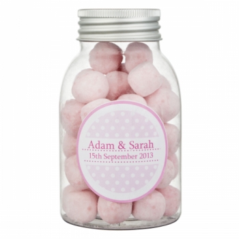 Fine Confectionery Company Personalised Bon Bons Spotty Jar, Pack of 25, Large, Pink