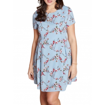 Yumi Curves Floral Vine Swing Dress, Blue