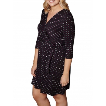 Yumi Curves Star Printed Wrap Dress, Black