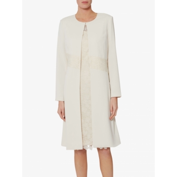 Gina Bacconi Tamina Lace Detail Crepe Coat, Butter Cream