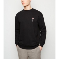 Black Rose Embroidered Crew Neck Sweatshirt