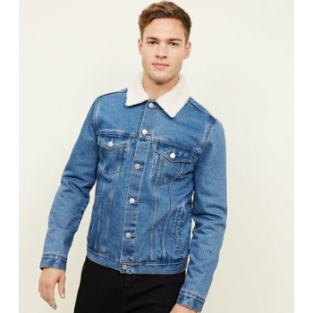 Blue Washed Borg Lined Denim Jacket