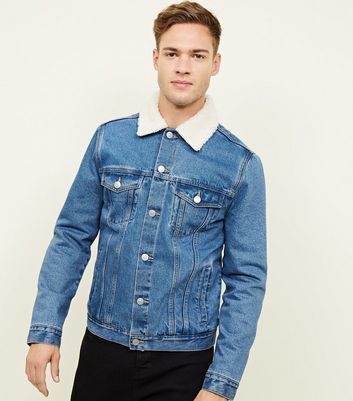 Blue Washed Borg Lined Denim Jacket