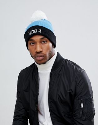 River Island beanie with bobble in blue