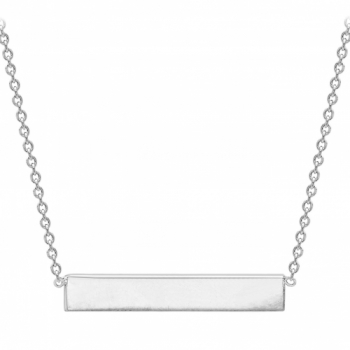 IBB Personalised 9ct Gold Horizontal Bar Initial Pendant Necklace, White Gold