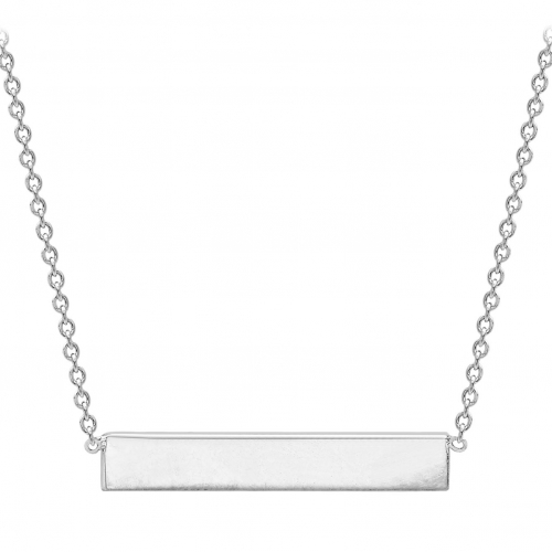 IBB Personalised 9ct Gold Horizontal Bar Initial Pendant Necklace, White Gold