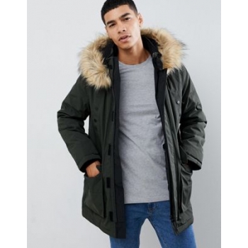 New Look traditional parka jacket in khaki