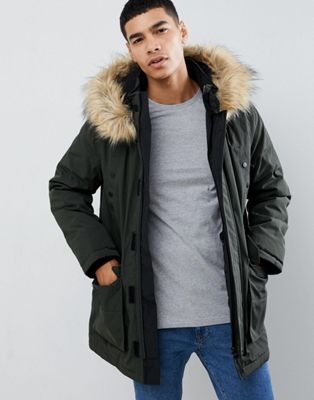 New Look traditional parka jacket in khaki