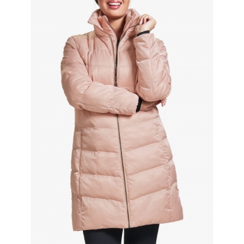 Four Seasons V-Shaped Quilted Coat, Rose Gold