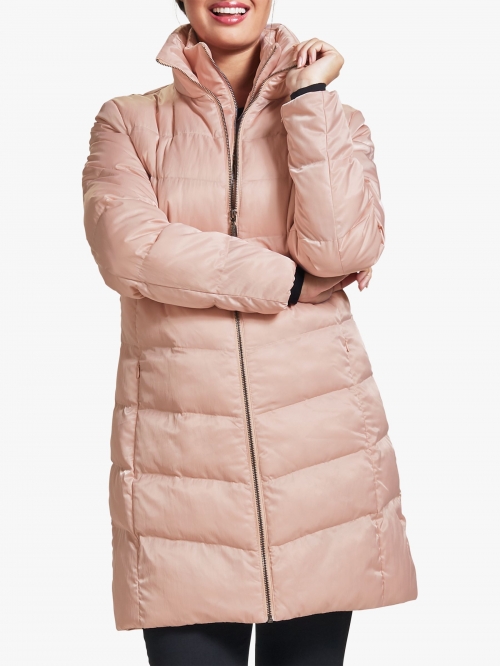 Four Seasons V-Shaped Quilted Coat, Rose Gold