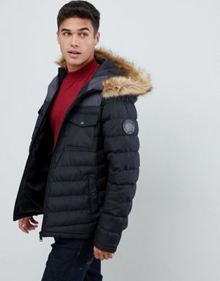 Burton Menswear puffer in colour block