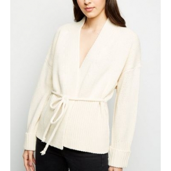 Cream Tie Waist Wrap Cardigan