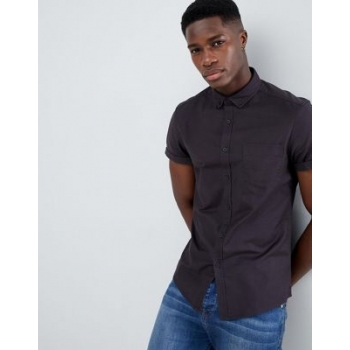 ASOS DESIGN casual slim oxford shirt in black