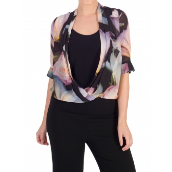 Chesca Lily and Rose Print Top, Black/Multi