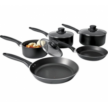 Argos Home 5 Piece Aluminium Pan Set - Black