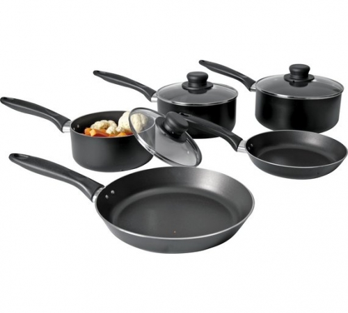 Argos Home 5 Piece Aluminium Pan Set - Black