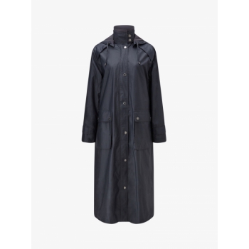 Four Seasons Long Waterproof Wax Coat, Black Tulip