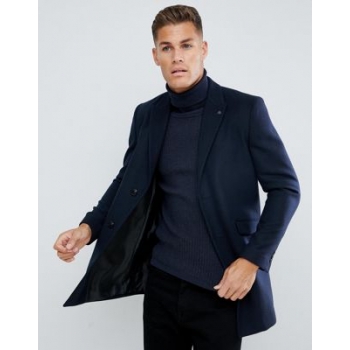 Burton Menswear overcoat In navy