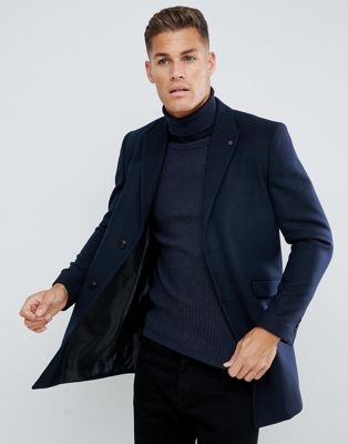 Burton Menswear overcoat In navy