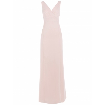 Maids to Measure Lisette Fitted V Neck Maxi Dress, Just Peachy