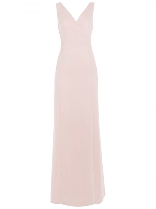 Maids to Measure Lisette Fitted V Neck Maxi Dress, Just Peachy