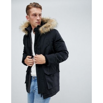 New Look traditional parka jacket in black