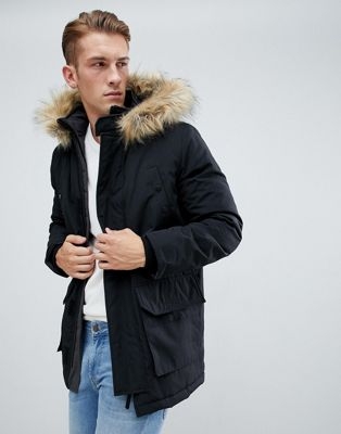 New Look traditional parka jacket in black