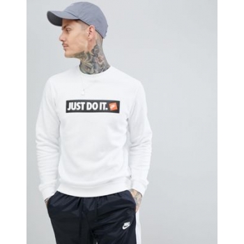 Nike Just Do It Box Logo Sweatshirt In White 928699-100