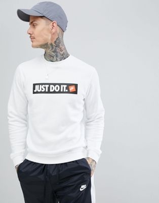 Nike Just Do It Box Logo Sweatshirt In White 928699-100