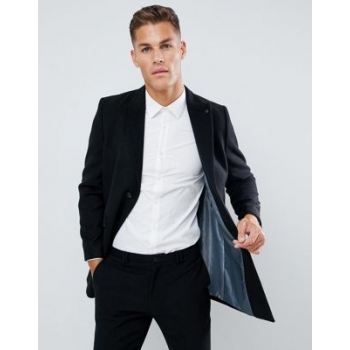 Burton Menswear overcoat in black