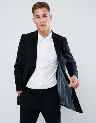 Burton Menswear overcoat in black