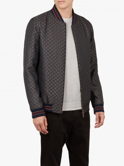 Ted Baker Wotzit Jacquard Bomber Jacket, Navy