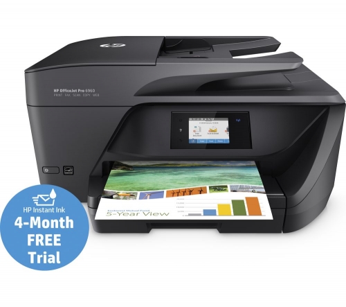 HP Officejet Pro 6960 All-in-One Wireless Inkjet Printer with Fax + 903XL Black Ink Cartridge + 80 gsm A4 Home & Office Paper - 500 sheets