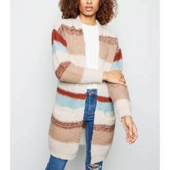 Mela White Stripe Longline Cardigan