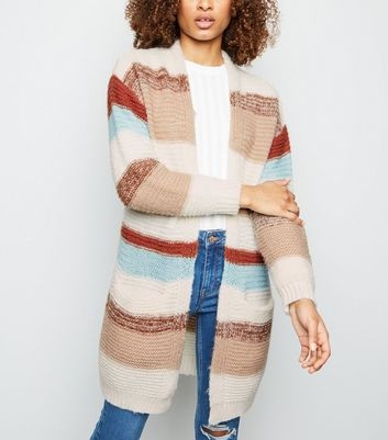 Mela White Stripe Longline Cardigan