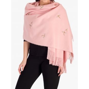 Chesca Embroidered Dragonfly Wrap, Pink