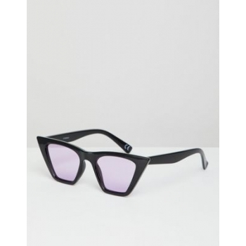 ASOS DESIGN cat eye sunglasses in black with lilac lens