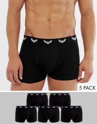 Brave Soul 5 Pack Black Boxer