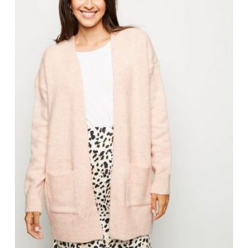 Pink Pocket Front Knitted Longline Cardigan