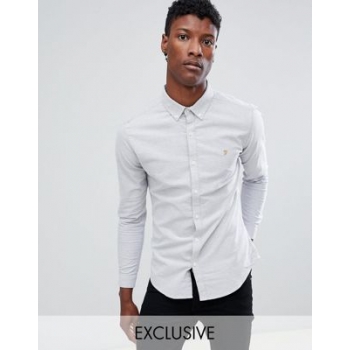 Farah Sansfer skinny fit oxford shirt in grey Exclusive at ASOS