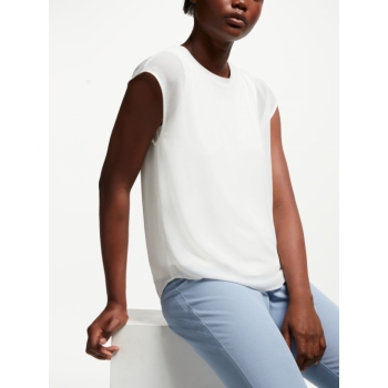 John Lewis & Partners Sleeveless Double Layer Top, Ivory