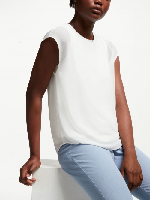 John Lewis & Partners Sleeveless Double Layer Top, Ivory