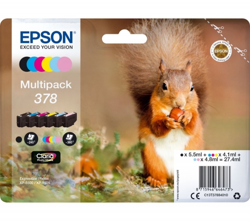 EPSON 378 Squirrel 6-colour Ink Cartridges - Multipack