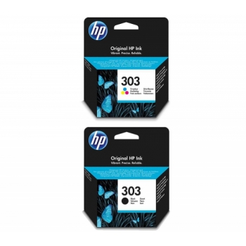 HP 303 Combo Tri-colour & Black Ink Cartridges + 100 x 150 mm Photo Paper - 30 Sheets