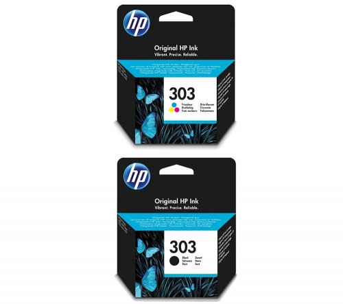 HP 303 Combo Tri-colour & Black Ink Cartridges + 100 x 150 mm Photo Paper - 30 Sheets