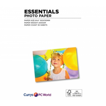 ESSENTIALS 100 x 150 mm Photo Paper - 30 Sheets