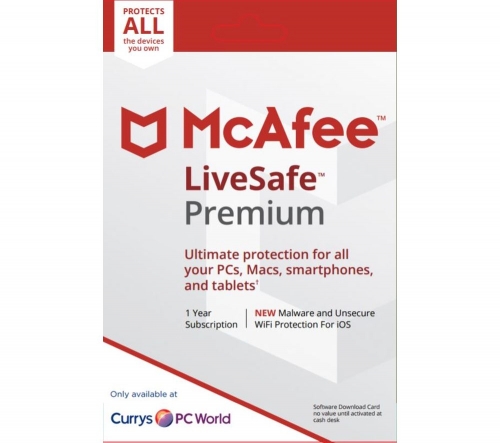 MCAFEE LiveSafe Premium 2018 - 1 year for unlimited devices