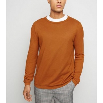 Rust Crew Neck Textured Knit Jumper