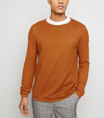 Rust Crew Neck Textured Knit Jumper